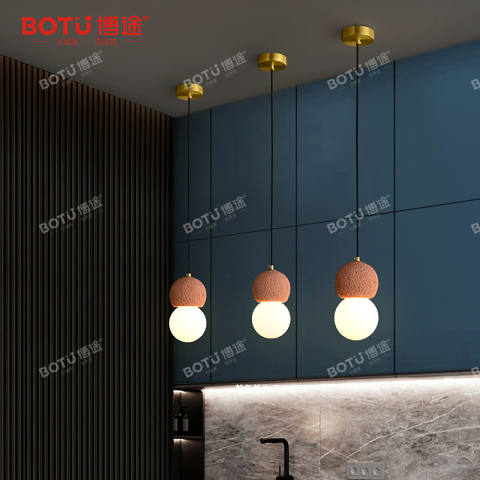 博途照明北欧风格yb330616189400全铜水磨石餐吊灯